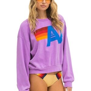 Aviator Nation LOGO RELAXED CREW SWEATSHIRT - NEON PURPLE